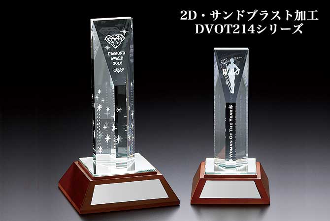表彰記念盾 光学ガラス製2D加工記念盾 DVOT214_2Dシリーズ（高さ185